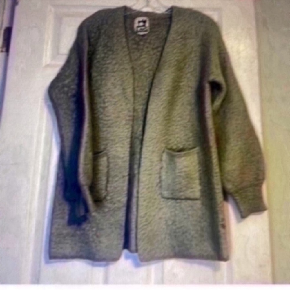 Jaase Gray Open-Front Cardigan Sweater V-Neck